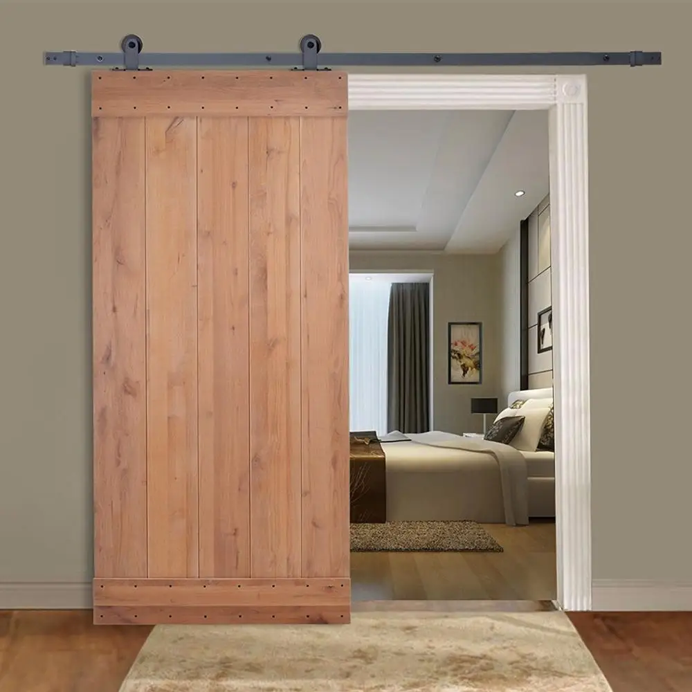 Meijia Primer Painted Rustic Style Sliding Barn Style Interior