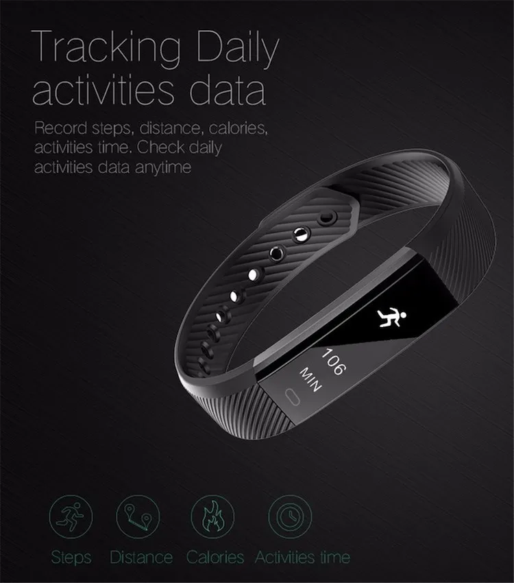 2019 smart watch ID115 HR touch screen ip67 waterproof Smart Bracelet fitness tracker heart rate monitor smart band
