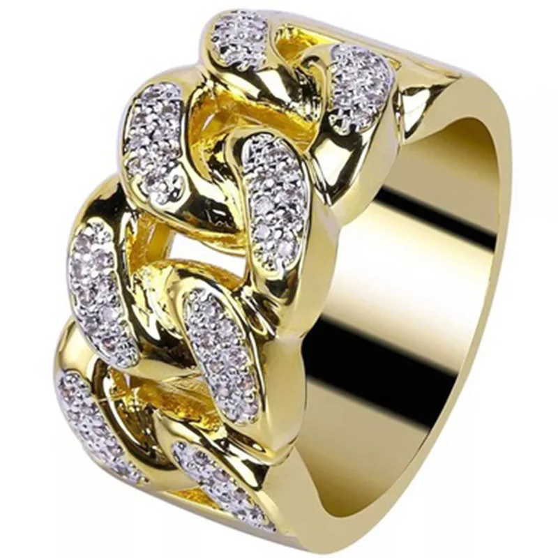 

Wholesale Newest Statement Large Gold Plated Geometric Ring Inlay CZ Crystal Man Rings