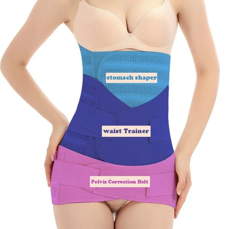 

Body Shaper Slimming Straps Waist Cinchers Stomach Belt Strap women Shaper Underwear Girdle 3 piece Set, Black