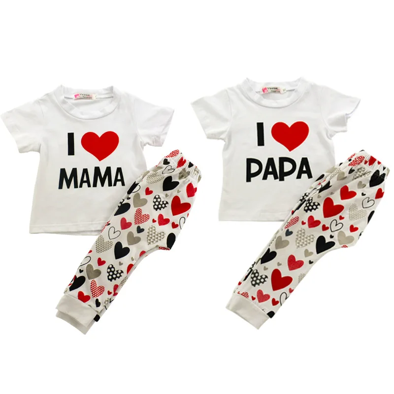 

Clothing Homewear I Love Papa Mama Child Boys Girls Summer Pajamas Sleepwear