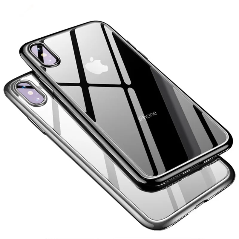 

Luxury Clear TPU Electroplating 8 XS max XR Cover Phone Case for iPhone X, Black, golden, red, silver,rose gold