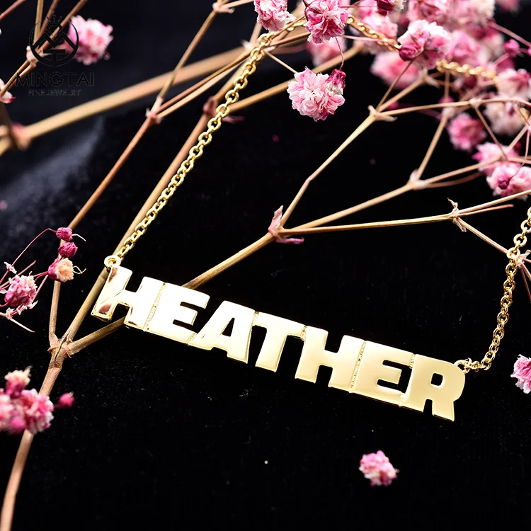 Latest gold necklace designs with Heather name,sterling silver necklace women