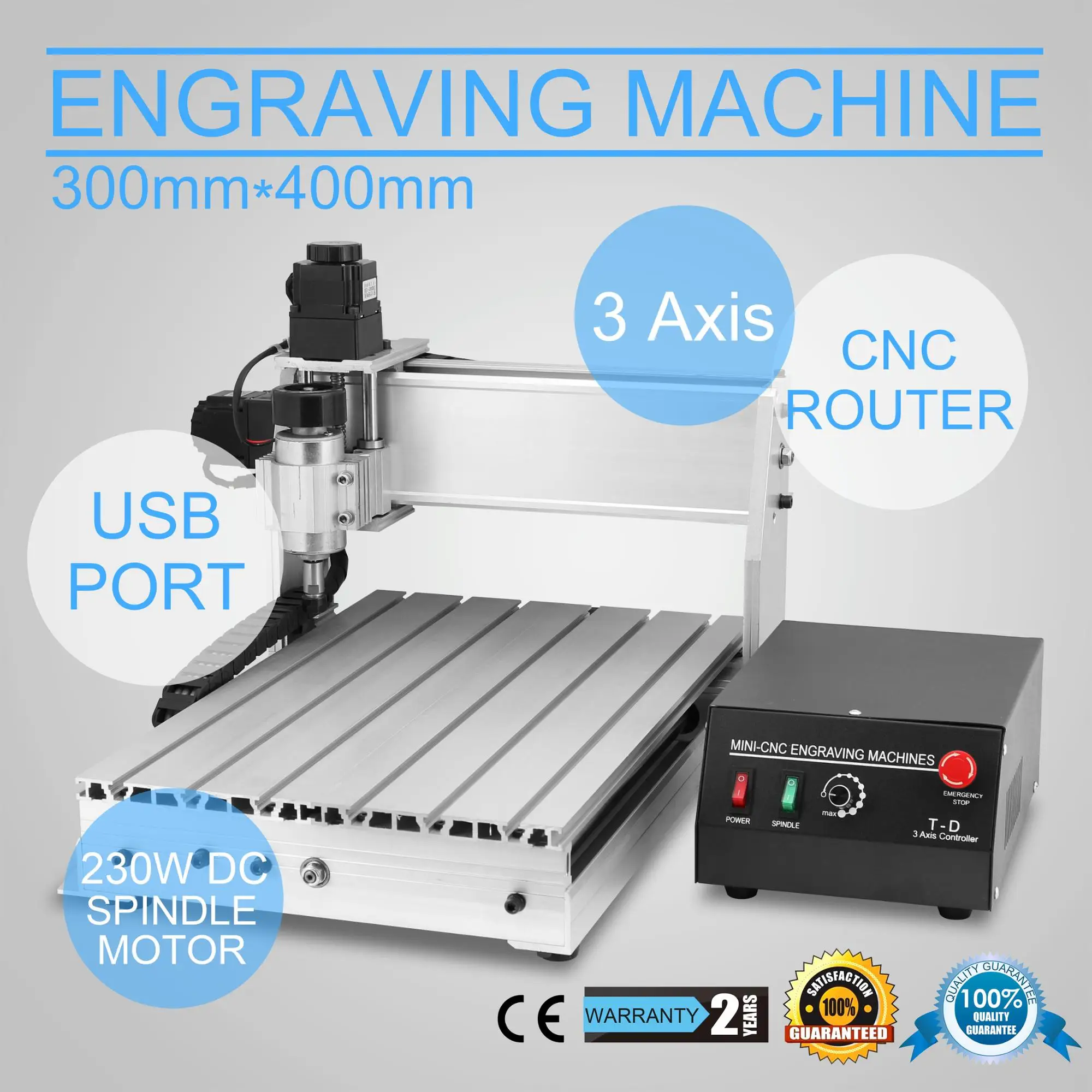 Mini 3-Axis CNC Router Engraver Carving Graviermaschine for PCB PVC Milling Wood 