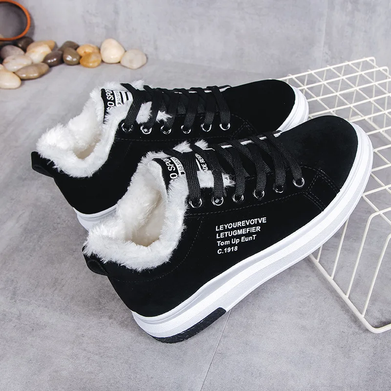 
High top lace up style woman flat winter shoes winter outdoor sneakers wholesale 