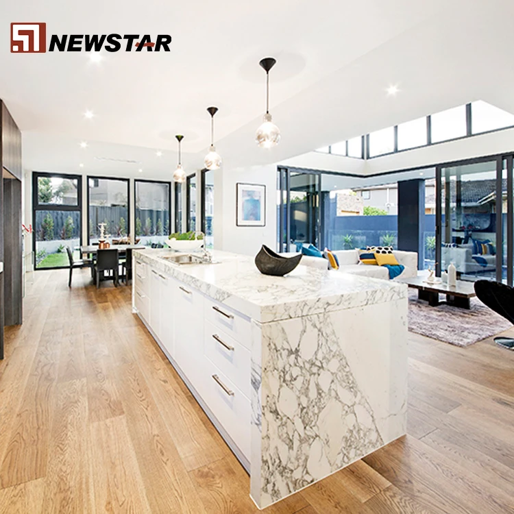 Newstar Italian Carrara White Slab Coffee Round Custom Cut Marble Table