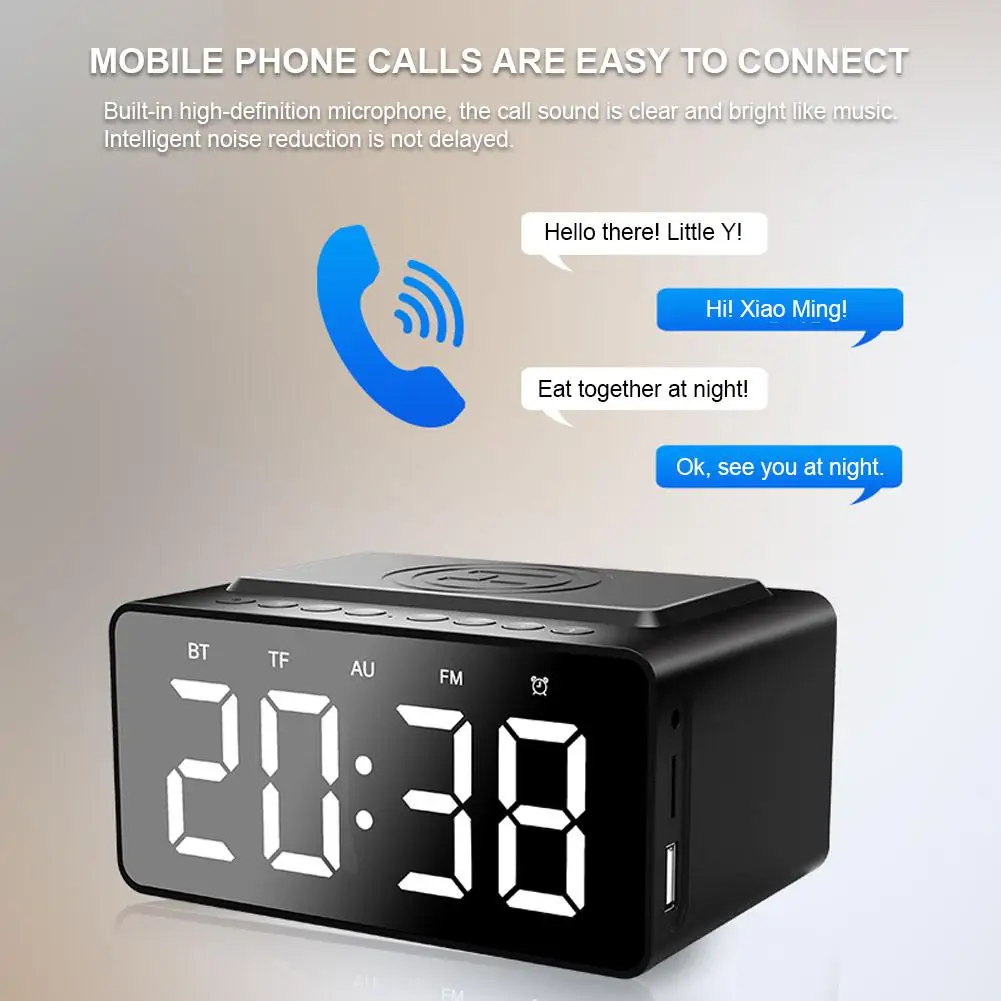 Oem Headphone Wireless Charging Alarm Clock With Radio 50 Watt Wireless