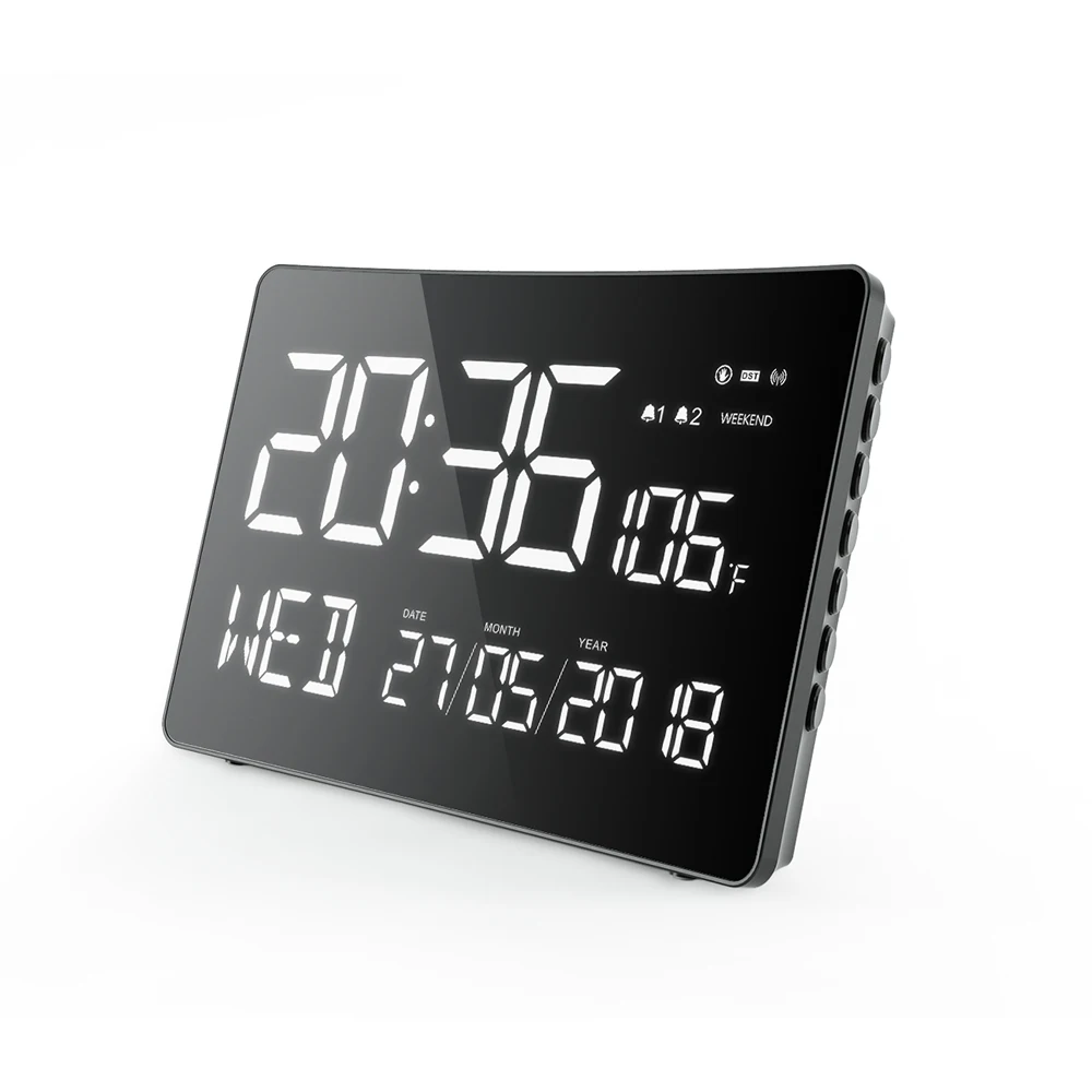 Bestland Digital Large Big Jumbo LED Snooze Wall Desk Alarm Clock with Thermometer Calendar Indoor Clock 
