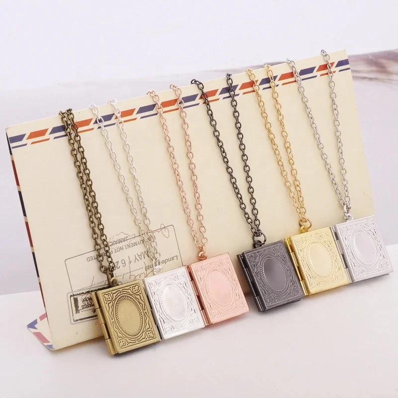 

Moyamiya wholesale China engraved photo locket chain pendant necklace, As picture or customized