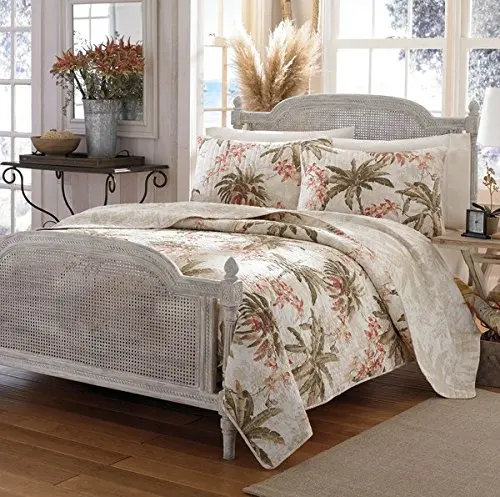 Buy 3 Piece Tan Palm Tree Quilt King Set All Over Tropical Ocean