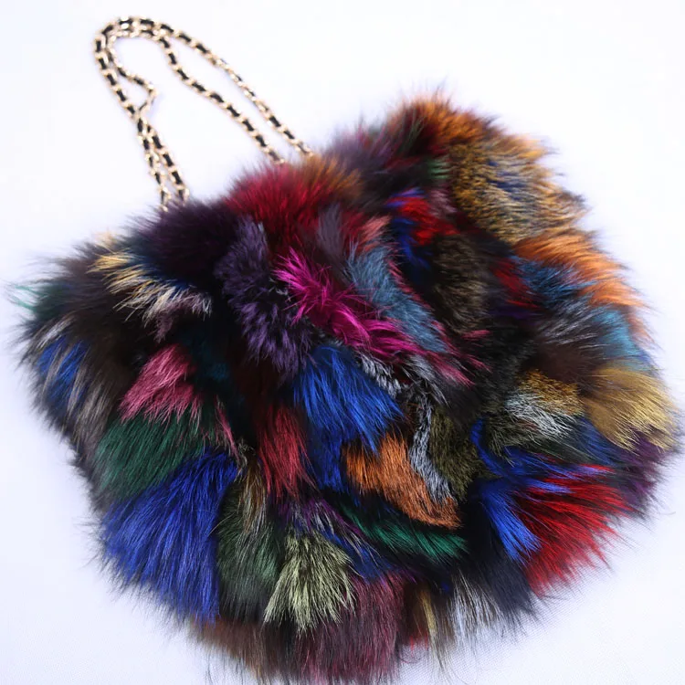 

China Branded Handbag Women Bag Handbag Charm Fur Mini Pom Accessory Fluffy Ball Animal Fur Handbag