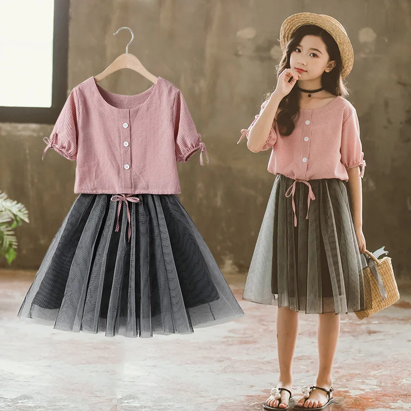 kids clothing Girls'Dresses Short-sleeved Korean Girls' Skirts for Children and Princesses