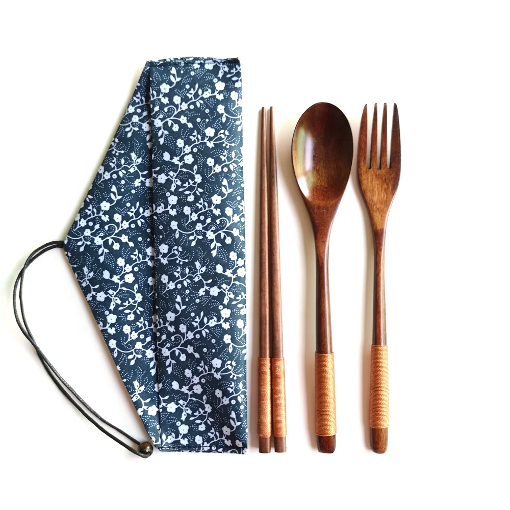 

Bamboo wooden travel cutlery set wholesale wooden cutlery sustainable utensil set