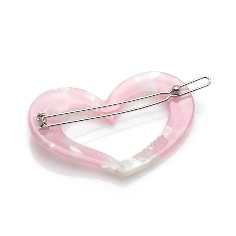 Fashion Wholesale Korean Style Custom Acrylic Heart Shaped Design Hair Clips for Girls