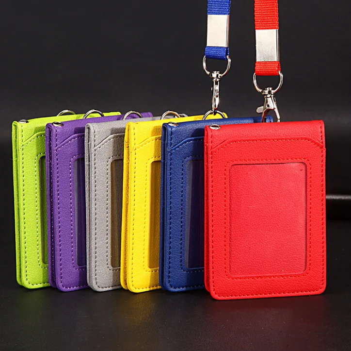 

cheaper price ID card bag holder with string, Black, brown, blue, red...
