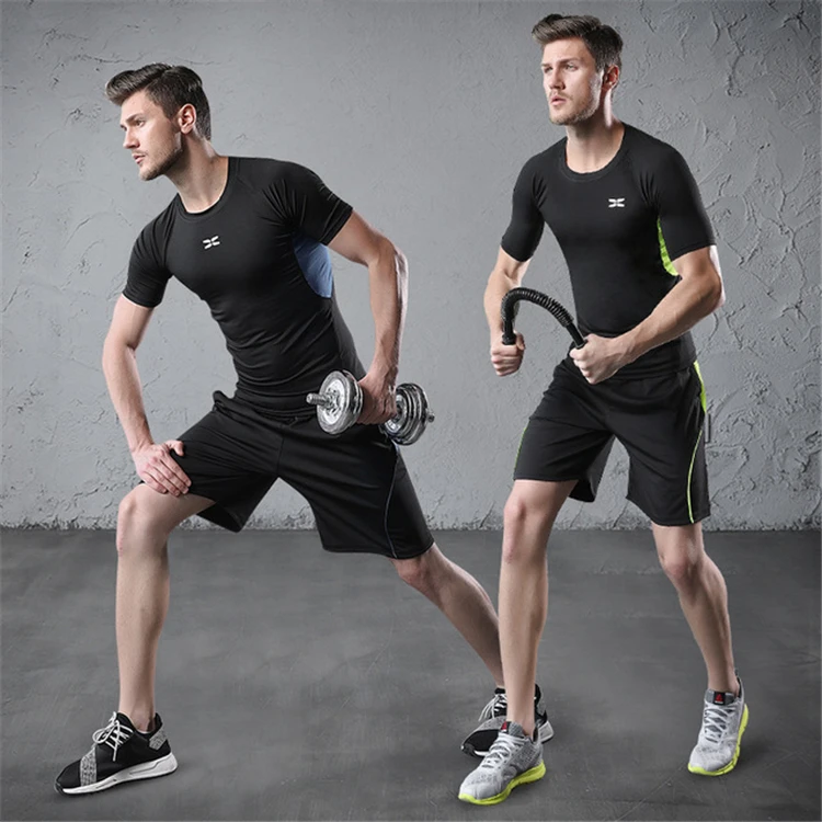 

No MOQ 3 - piece Set Fitness Wear Running Wear Active Wear Men, Gray black green