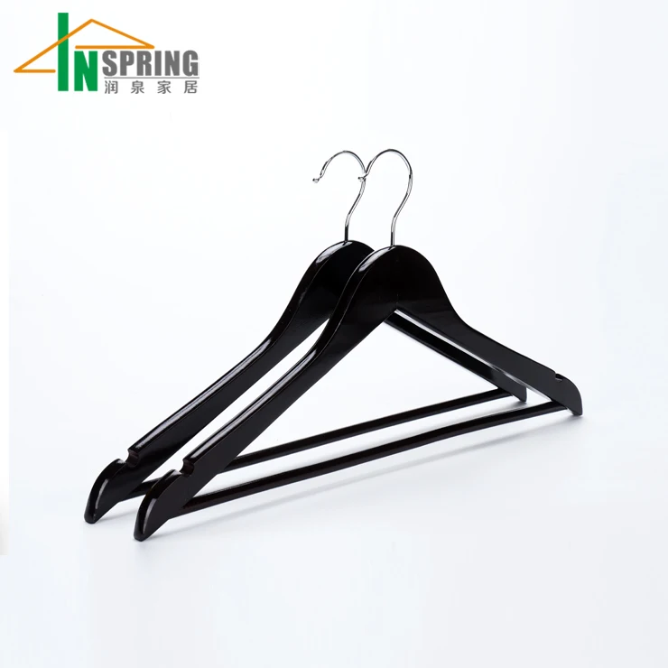

Inspring factory bulk manufacturer wholesale hanger with pants bar black wooden clothes hangers