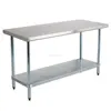430 304 201 Stainless steel height adjustable working table workbench with galvanized undershelf for commercial kitchen