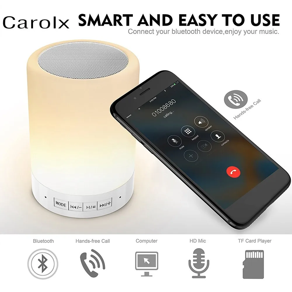 Bluetooth wireless Speaker Touch Sensor Smart LED Light Table Lamp portable speaker - ANKUX.COM