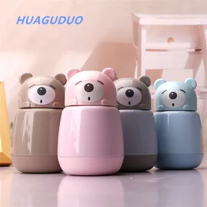 2019 New innovative household products cartoon bear stainless steel hot water bottle Insulation thermos with cup lid
