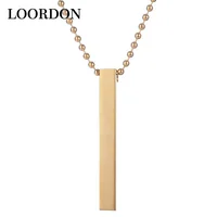 

LOORDON STOCK Name Bar Pendant Simple Fashion Stainless Steel 18K Gold Bar Necklace