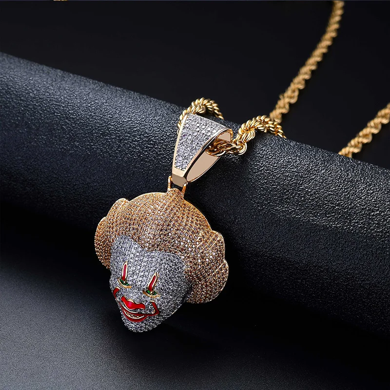 

Hip Hop Jewelry Cosplay Classic Cartoon Characters Pendant Iced Out Zircon Stone Two Tone Pendant Necklace For Men Body Jewelry