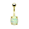 Surgical Steel Gold Plated Prong Synthetic Fire Opal Best friends Couple Belly Ring