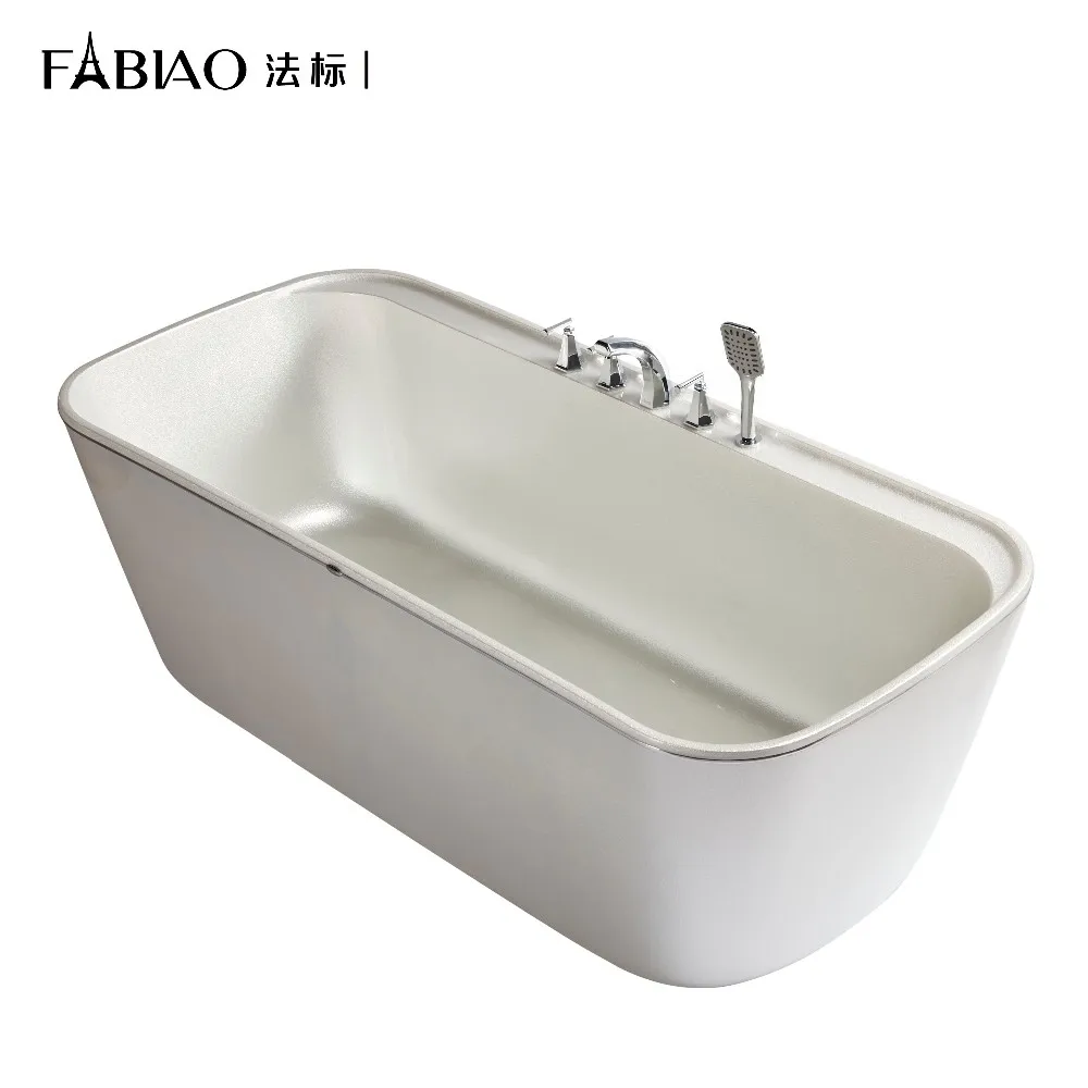 Rectangular Freestanding Pealescent Acrylic Bathtub Large Plastic Adult