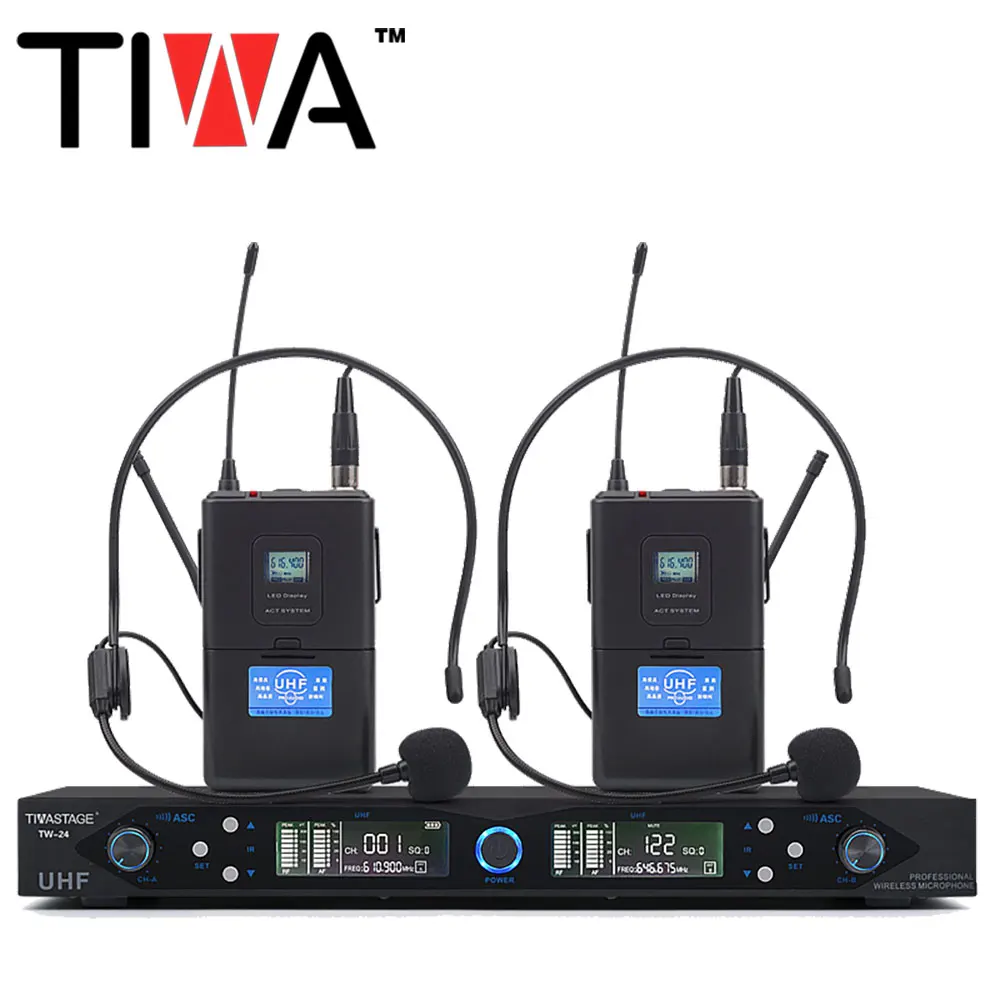 TIWA Best Selling Professional uhf wireless microphone with 2 headsets