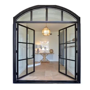 Arched Aluminum Double Swing French Door Fire Rated Arch Top Aluminum Door