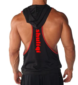 Dry Fit Mens Bodybuilding Stringer Hoodie Racerback Gym Hoodie Stringer Tank Top Workout Vest 