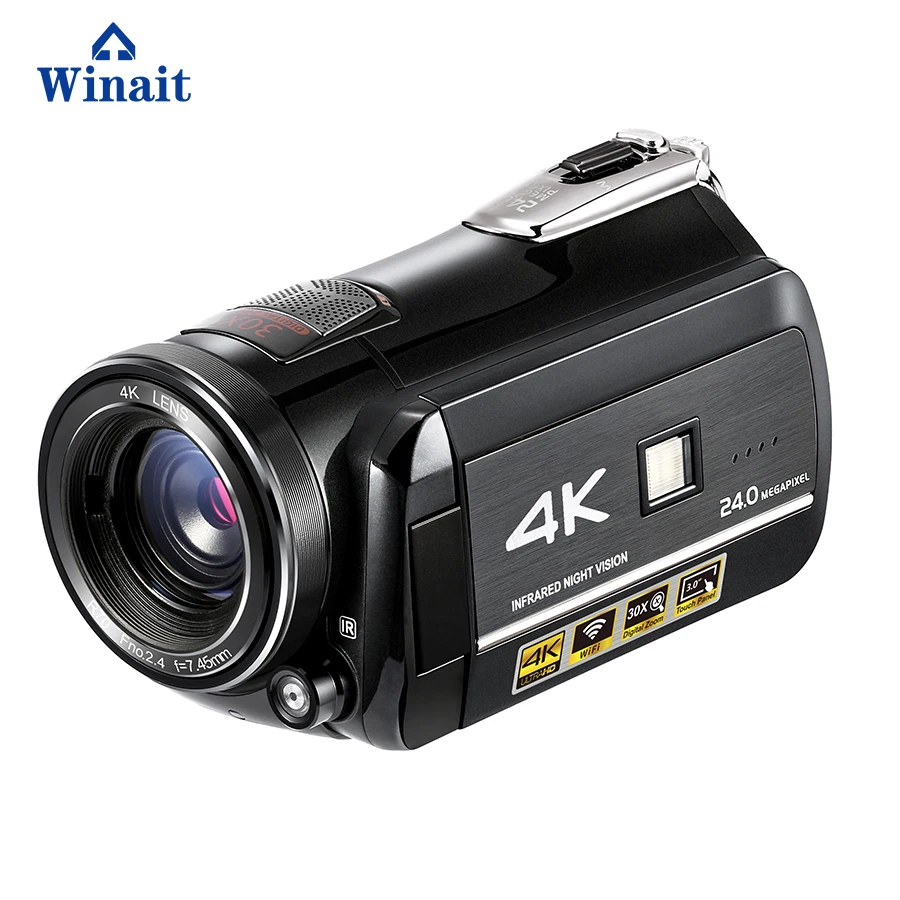 

24 mega pixels digital camcorder, 3.0'' touch display and 30x optical , support 128GB 4k video camera, N/a