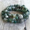 WMB18352 Moss Agate Jewelry 108 Mala Multi Wrap Bracelet or Long Mala Necklace, Natural Stone Jewelry