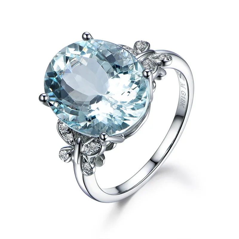 

2018 Yiwu factory wholesale Shiny Sky blue zircon butterfly decorative elegant ladies engagement ring silver plated