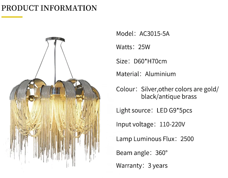 Modern LED aluminium pendant lamp chandelier lights