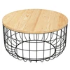 Modern Open Work Base Wire Basket Bottom Tables Coffee Table With Wood Top Draht Tisch Custom