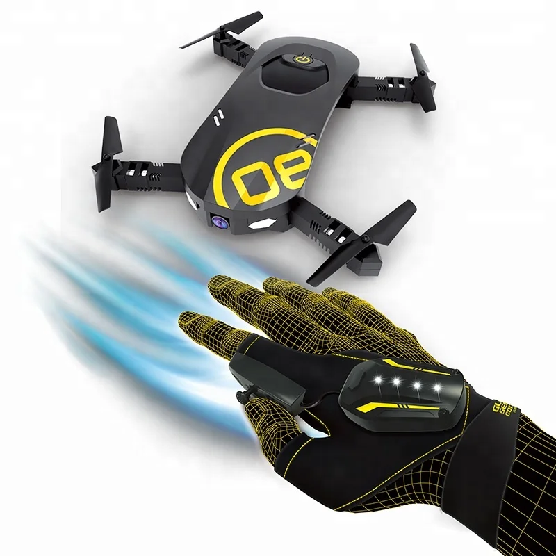 

self flying miniature propel pocket drone atom hand gesture DRONE control, Black