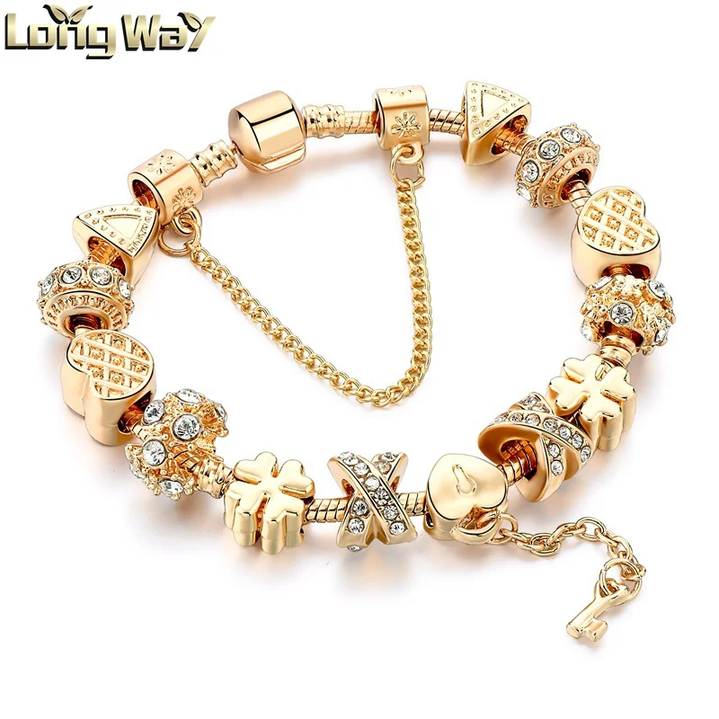 

Key pendant gold plated charming bracelet rhinestone crystal charm bracelets, Picture