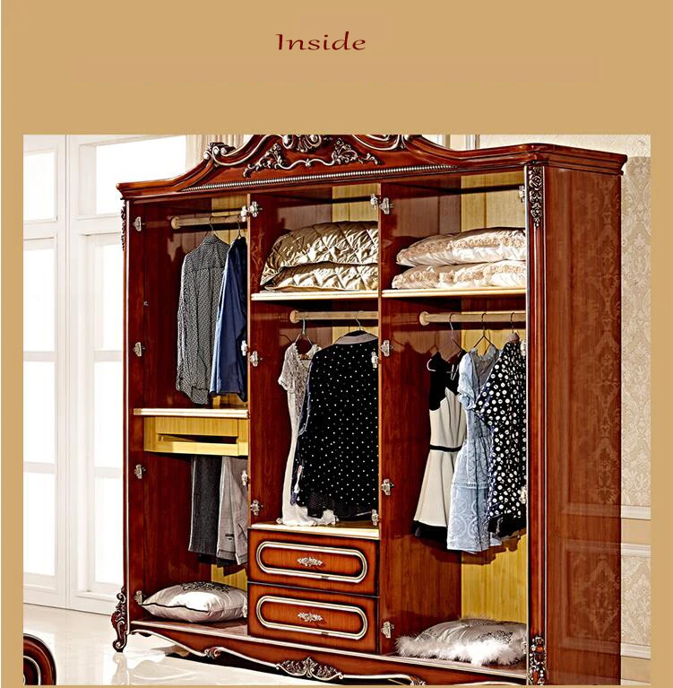 four door wardrobe antique European whole wardrobe French bedroom furniture wardrobe  pfy5000