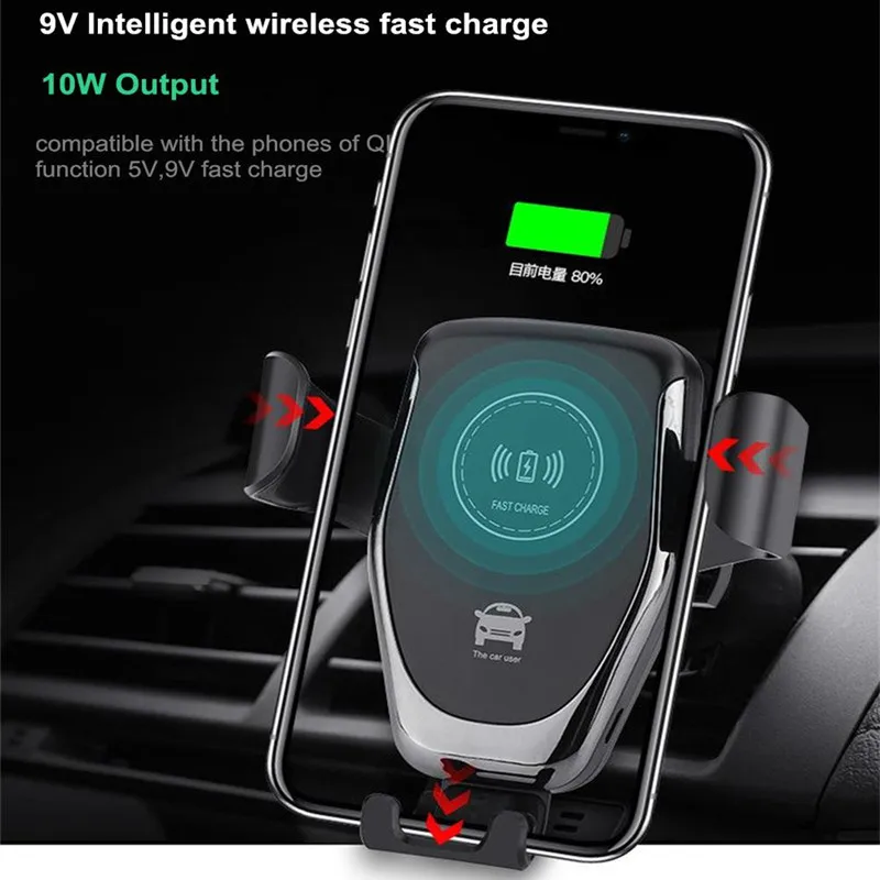 10W Fast Air Vent Wireless Charging Mount Holder for iPhone, Qi Wireless Car Charger For Samsung For iPhone