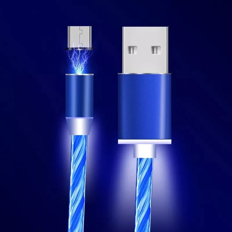 

SIKAI 2019 New Arrival Free Sample Flowing Light Data Line USB 3 in 1 fast charging cable LED Charge Cable Magnetic Cable, Red;blue;green