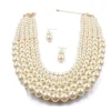 Multilayer imitation pearl necklace pearl earring jewelry sets