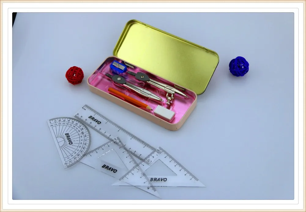 Standard 9pcs Tin Box Math Compass Set For Kids Buy Math Compass Set