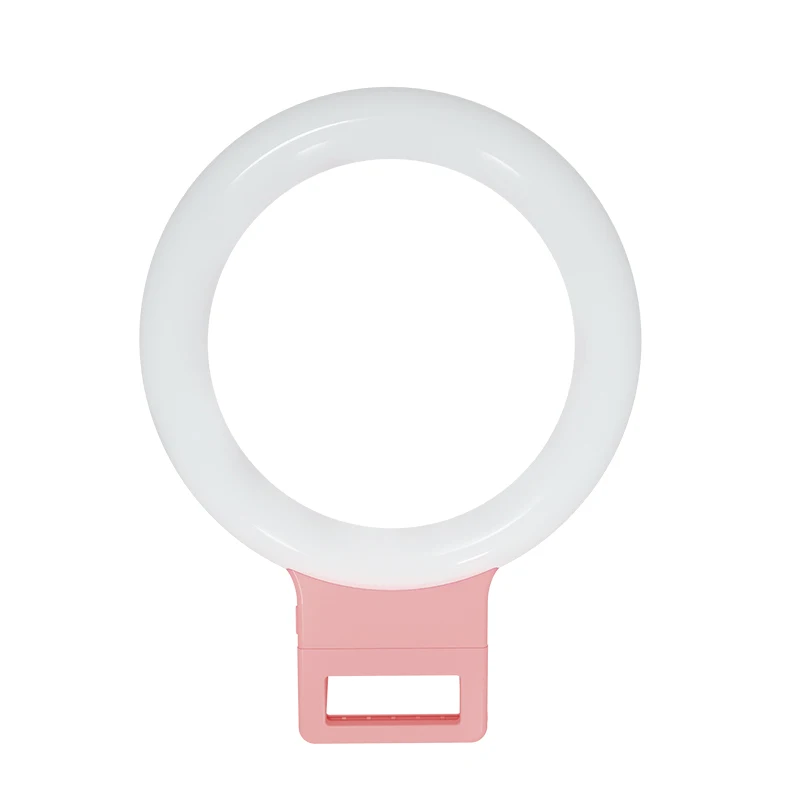 XJ-18 selfie ring light led rechargeable round shape portable selfie flash light for smartphone with 36leds two color light