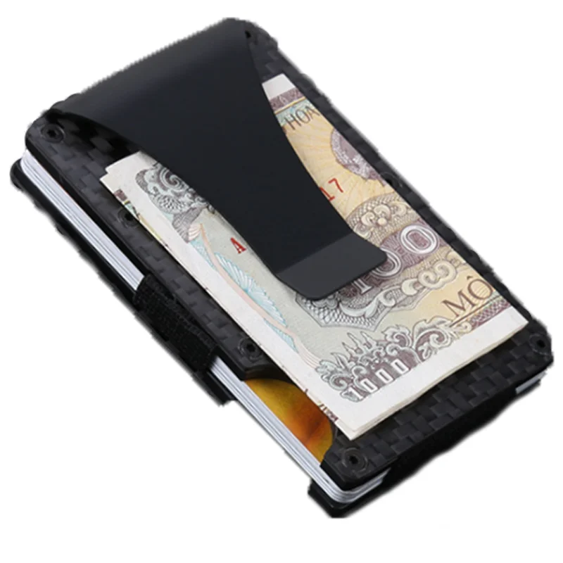 

Carbon Fiber Wallet Mens Minimalist Slim Credit Card Holder With Money Clip RFID Blocking