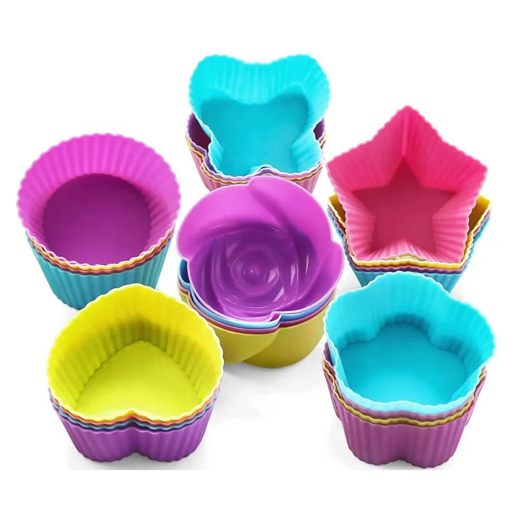 

Amazon Hot Selling Food-grade Reusable Silicone Cupcake Muffin Baking Cups, Pantone color