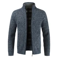 

OEM 2019 new cardigan zipper collar solid color men's knit sweater jacket winter jacket