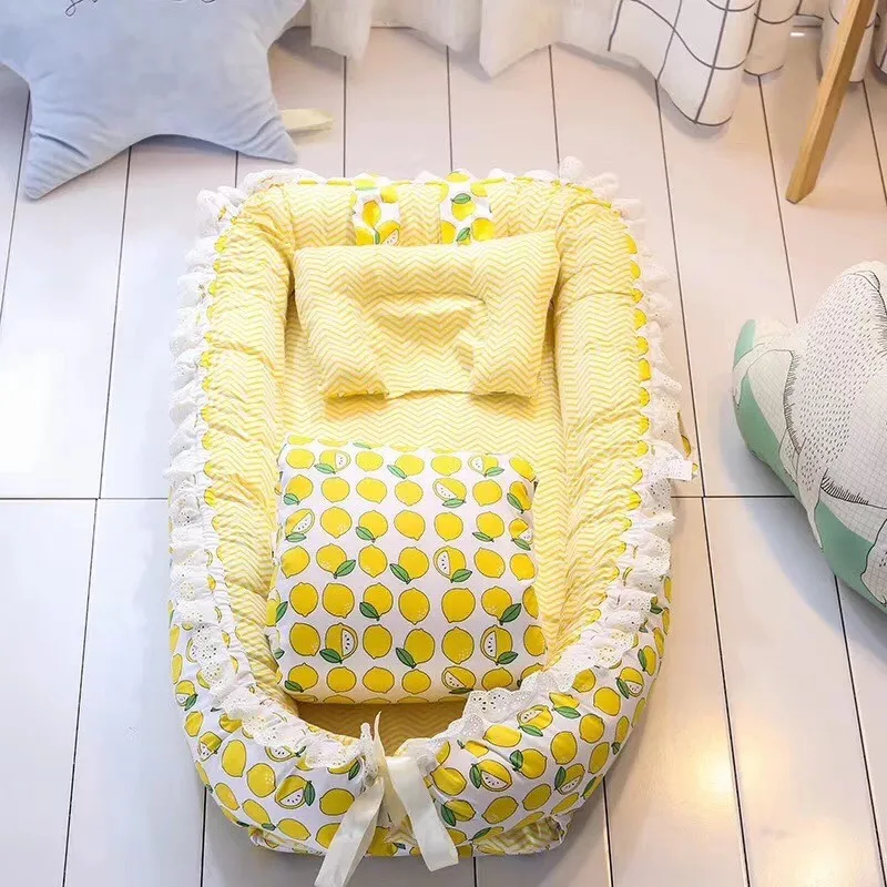 Baby Lounger Baby Nest Newborn Co-sleeping Ortiz 100% Cotton Breathing Soft Infant BassinetBionic Design Memory Foam Crib Baby Bed Ideal for Newborn Shower Gift 
