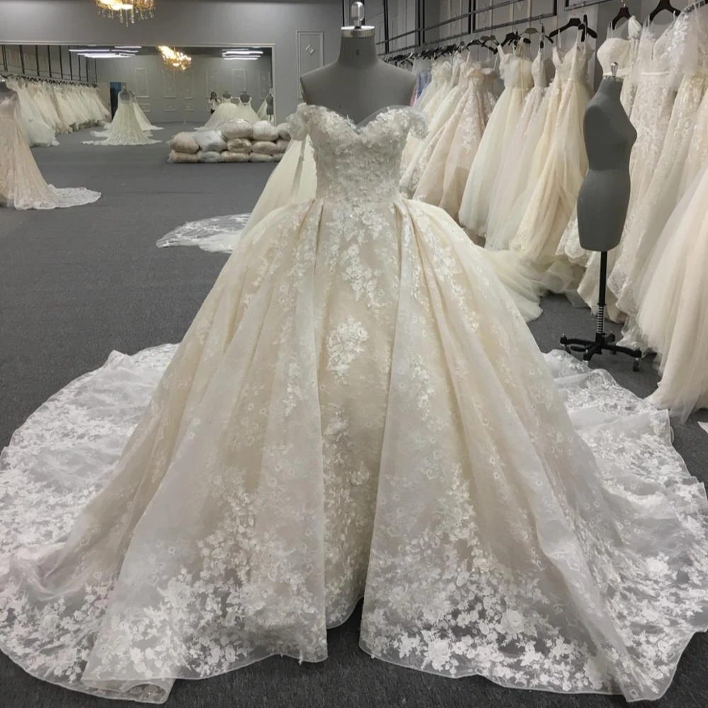 

Elegant off shoulder ball gown ivory wedding dresses WT260 Vestido de novia 2017