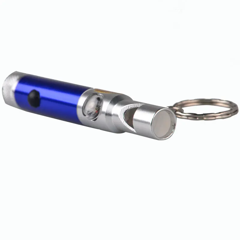 Mini Led Button Battery Flashlight keychain Compass Camping Gear With Whistle
